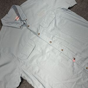 All American Fisherman Blue Men Button Up Short Sleeve Fishing Boating‎ Beach